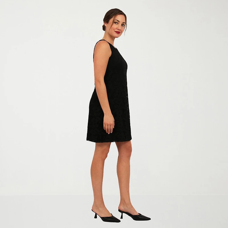 24seven Comfort Apparel Womens Boat Neck Sleeveless Shift Dress
