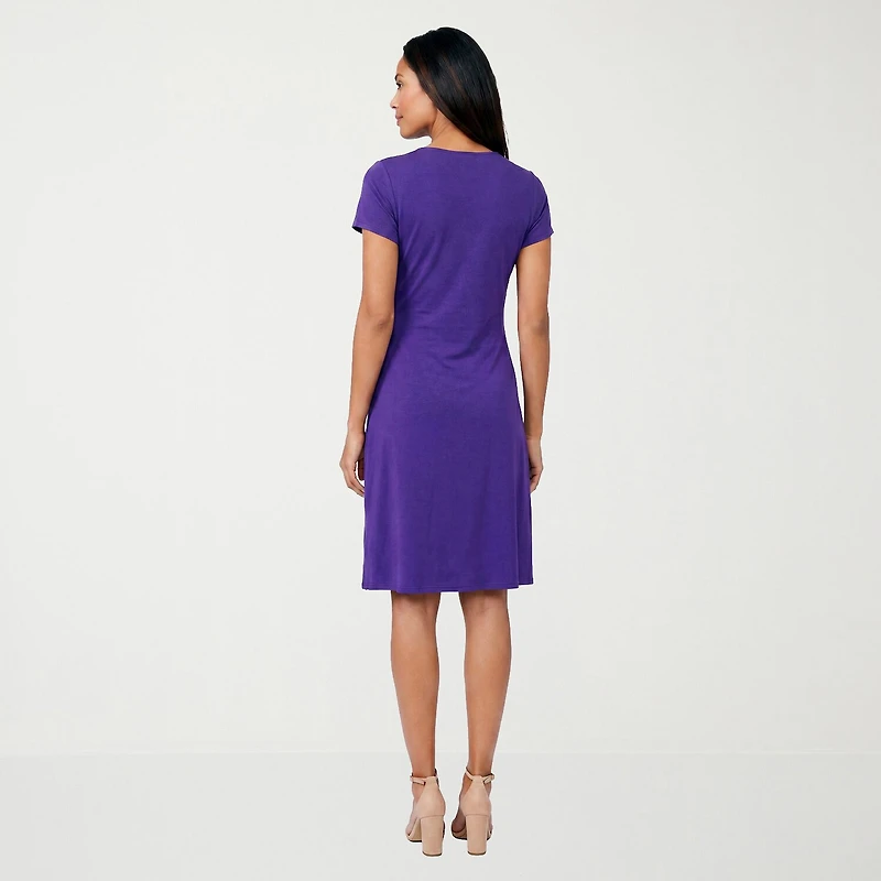 24seven Comfort Apparel Womens Short Sleeve Wrap Dress