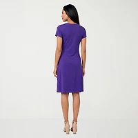 24seven Comfort Apparel Womens Short Sleeve Wrap Dress