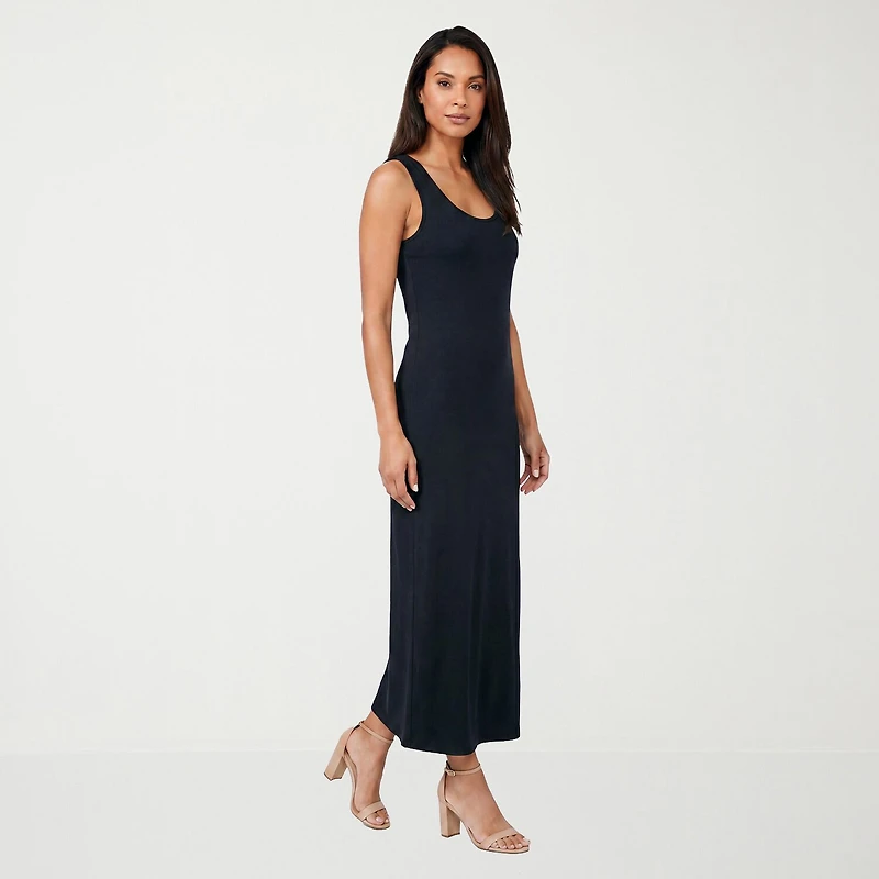 24seven Comfort Apparel Womens Scoop Neck Sleeveless Maxi Dress