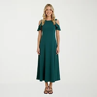 24seven Comfort Apparel Womens Round Neck Short Sleeve Maxi Dress