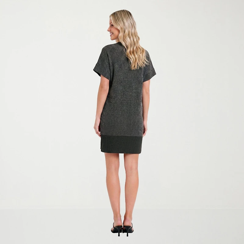 24seven Comfort Apparel Womens V Neck Short Sleeve Shift Dress