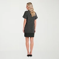 24seven Comfort Apparel Womens V Neck Short Sleeve Shift Dress