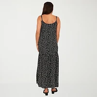24seven Comfort Apparel Womens Scoop Neck Sleeveless Dots A-Line Dress