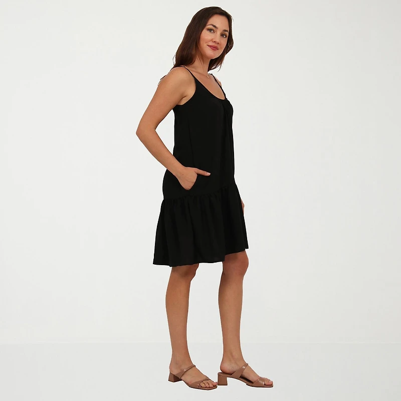 24seven Comfort Apparel Womens Scoop Neck Sleeveless A-Line Dress