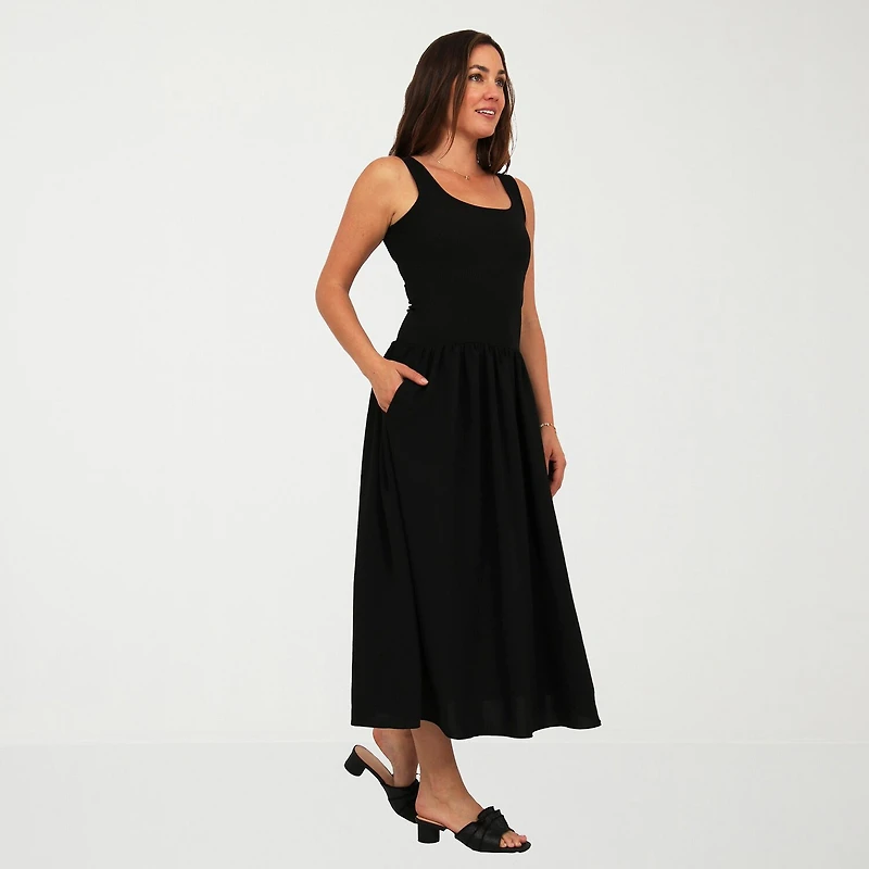 24seven Comfort Apparel Womens Scoop Neck Sleeveless A-Line Dress