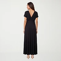 24seven Comfort Apparel Womens V Neck Short Sleeve Maxi Dress