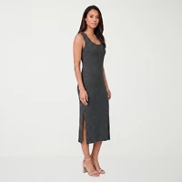 24seven Comfort Apparel Womens Midi Scoop Neck Sleeveless Casual Bodycon Dress