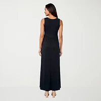 24seven Comfort Apparel Womens V Neck Sleeveless Maxi Dress