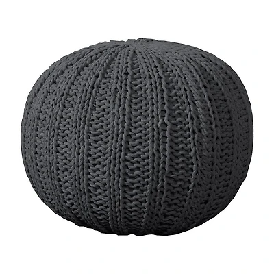 LR Home Montra 16" Handmade Cableknit Cotton Pouf