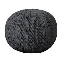 LR Home Montra 16" Handmade Cableknit Cotton Pouf