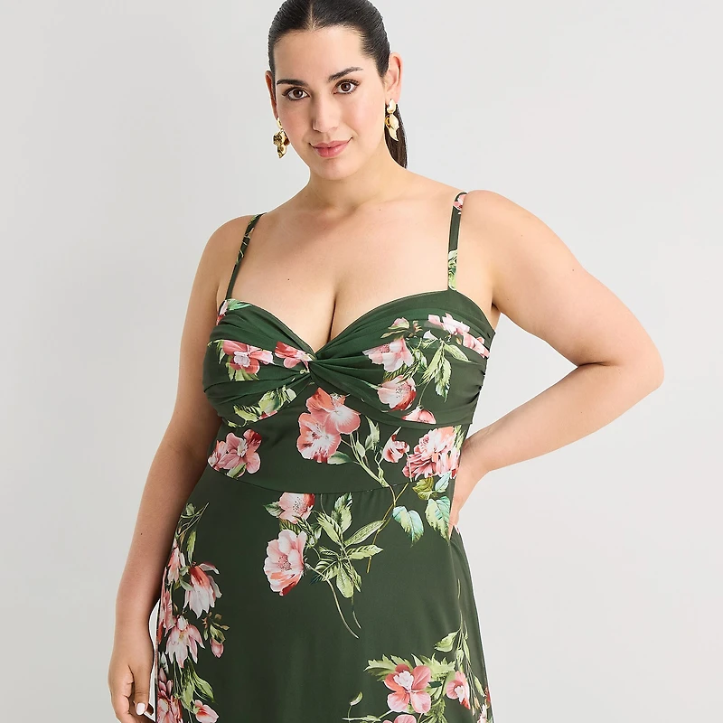 Premier Amour Womens Plus High-Low Sweetheart Neck Sleeveless Maxi Dress