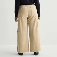 Arizona Womens Juniors Plus Wide Leg Low Rise Cargo Pant