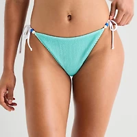 Arizona Womens Lined Side Tie Textured Juniors Cheeky Bikini Swimsuit Bottom