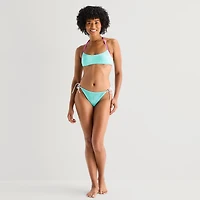 Arizona Womens Lined Side Tie Textured Juniors Cheeky Bikini Swimsuit Bottom
