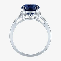 Womens Diamond Accent Lab Created Gemstone 10K Gold Side Stone Cocktail Ring