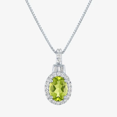 Womens Genuine Green Peridot Sterling Silver 18 Inch Pendant Necklace