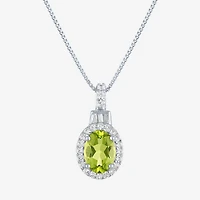 Womens Genuine Green Peridot Sterling Silver 18 Inch Pendant Necklace