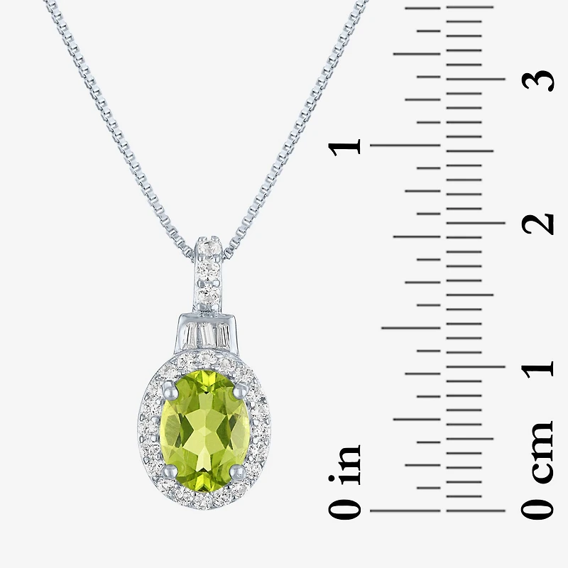 Womens Genuine Green Peridot Sterling Silver 18 Inch Pendant Necklace