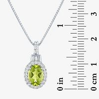 Womens Genuine Green Peridot Sterling Silver 18 Inch Pendant Necklace