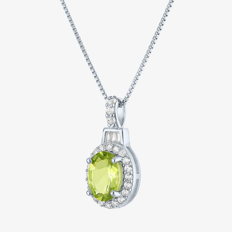 Womens Genuine Green Peridot Sterling Silver 18 Inch Pendant Necklace