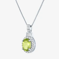 Womens Genuine Green Peridot Sterling Silver 18 Inch Pendant Necklace