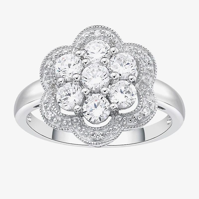 DiamonArt® Womens 1 1/6 CT. T.W. White Cubic Zirconia Sterling Silver Cocktail Ring