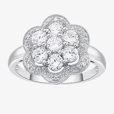 DiamonArt® Womens 1 1/6 CT. T.W. White Cubic Zirconia Sterling Silver Cocktail Ring