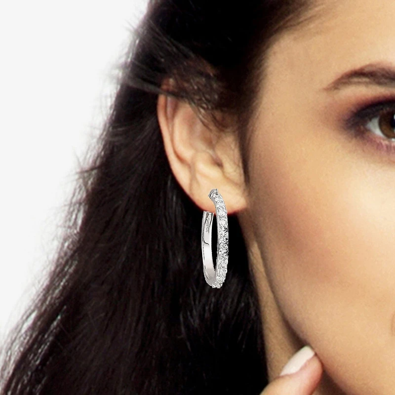 DiamonArt® Cubic Zirconia Hoop Earrings