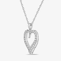 Diamonart Womens Cubic Zirconia Sterling Silver Heart 18 Inch Pendant Necklace