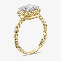 Diamonart Womens Cubic Zirconia 14K Gold Over Silver Square Halo Engagement Ring