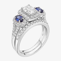 DiamonArt® Womens White Cubic Zirconia Sterling Silver Bridal Set