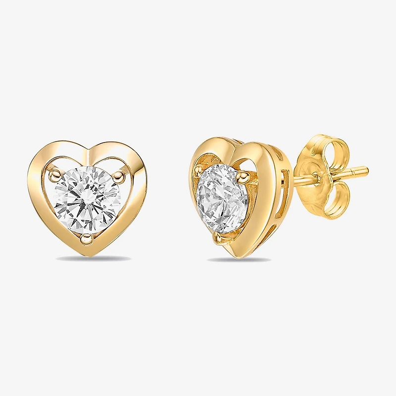 Diamonart Womens Cubic Zirconia Sterling Silver 9mm Heart Single Earring