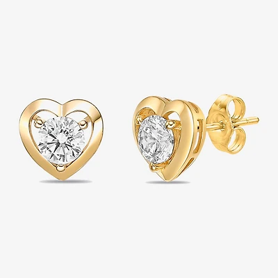 Diamonart Womens Cubic Zirconia Sterling Silver 9mm Heart Single Earring