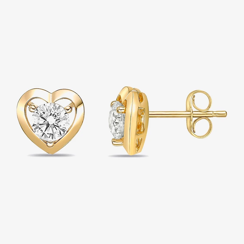 Diamonart Womens Cubic Zirconia Sterling Silver 9mm Heart Single Earring