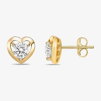 Diamonart Womens Cubic Zirconia Sterling Silver 9mm Heart Single Earring