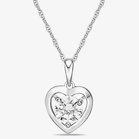 Diamonart Womens Cubic Zirconia Sterling Silver Heart 18 Inch Pendant Necklace