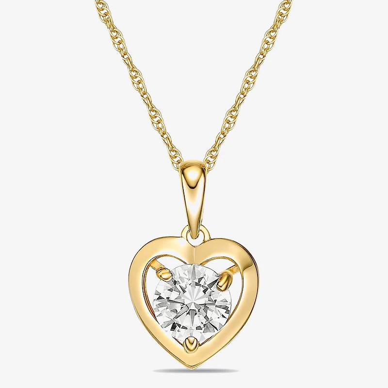 Diamonart Womens Cubic Zirconia 14K Gold Over Silver Heart 18 Inch Pendant Necklace