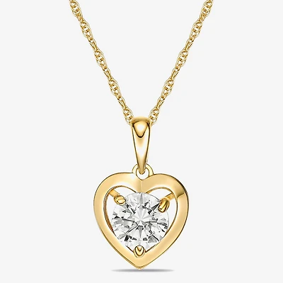Diamonart Womens Cubic Zirconia 14K Gold Over Silver Heart 18 Inch Pendant Necklace