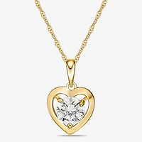 Diamonart Womens Cubic Zirconia 14K Gold Over Silver Heart 18 Inch Pendant Necklace