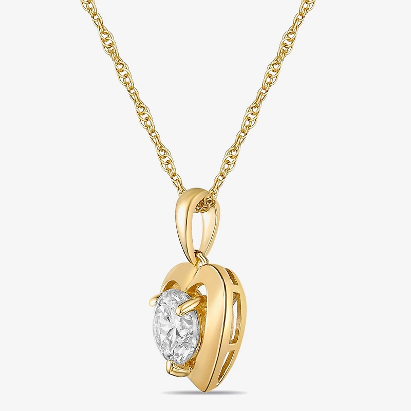 Diamonart Womens Cubic Zirconia 14K Gold Over Silver Heart 18 Inch Pendant Necklace