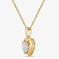 Diamonart Womens Cubic Zirconia 14K Gold Over Silver Heart 18 Inch Pendant Necklace