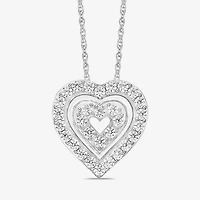 Diamonart Womens Cubic Zirconia Sterling Silver Heart 18 Inch Pendant Necklace