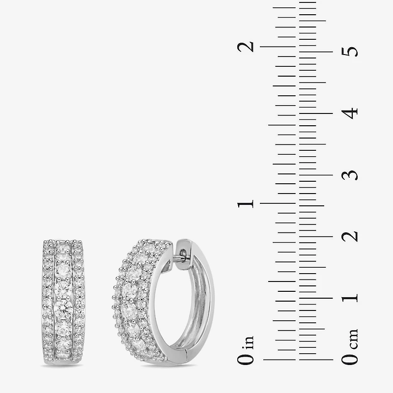 Diamonart Womens Cubic Zirconia Sterling Silver 17.1mm Hoop Earrings