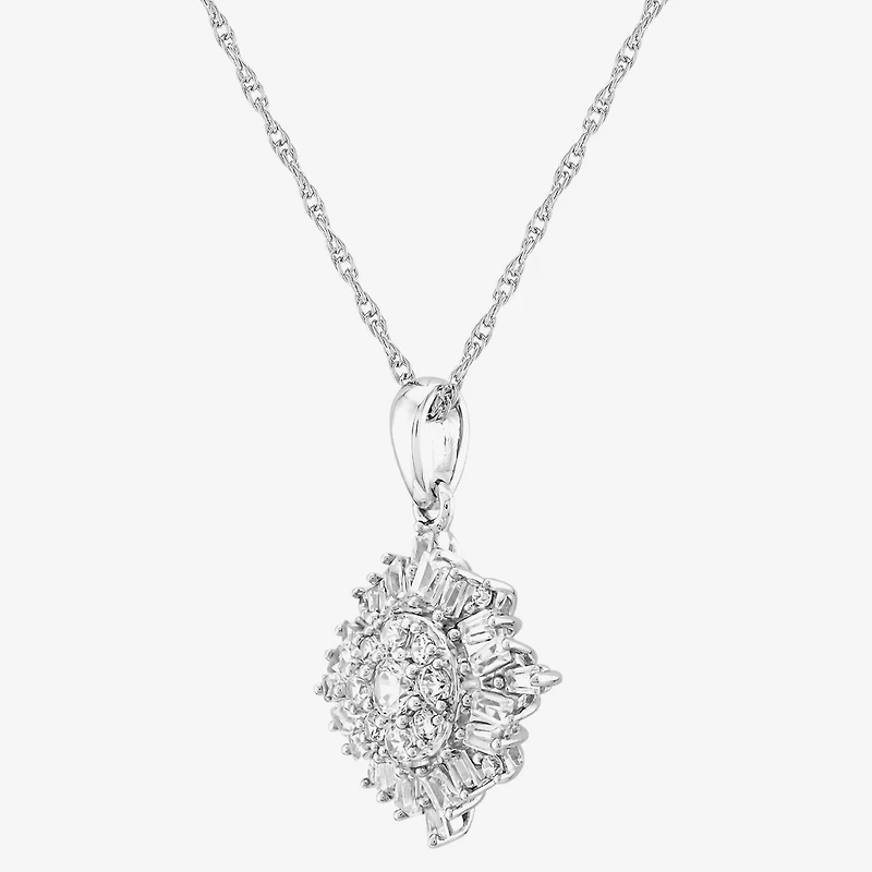 DiamonArt® Womens White Cubic Zirconia Sterling Silver Pendant