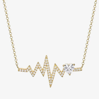 DiamonArt® Womens White Cubic Zirconia 14K Gold Over Silver Pendant Necklace