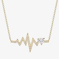 DiamonArt® Womens White Cubic Zirconia 14K Gold Over Silver Pendant Necklace