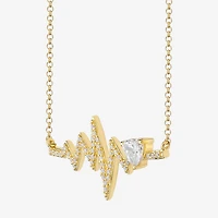 DiamonArt® Womens White Cubic Zirconia 14K Gold Over Silver Pendant Necklace