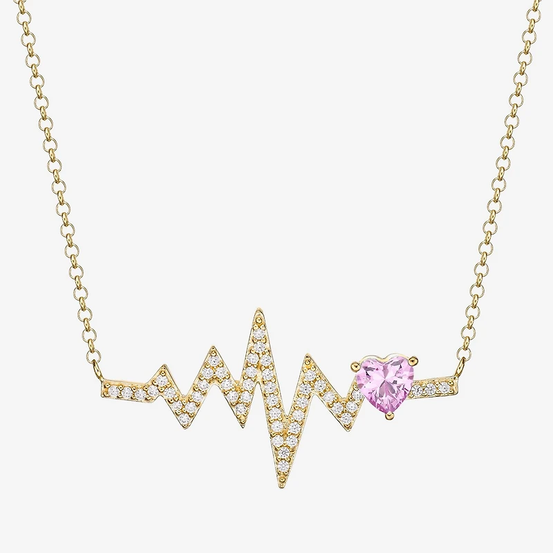 DiamonArt® Womens White Cubic Zirconia 14K Gold Over Silver Pendant Necklace