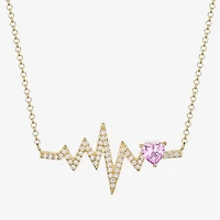 DiamonArt® Womens White Cubic Zirconia 14K Gold Over Silver Pendant Necklace